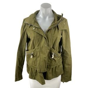 Zara Trafaluc Green Long Sleeve Hoodie Hooded Full ZIp Utility Coat Jacket Sz S